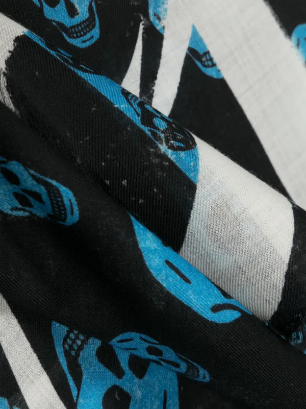 Alexander McQueen Slashed skull-print Wool Scarf | Black