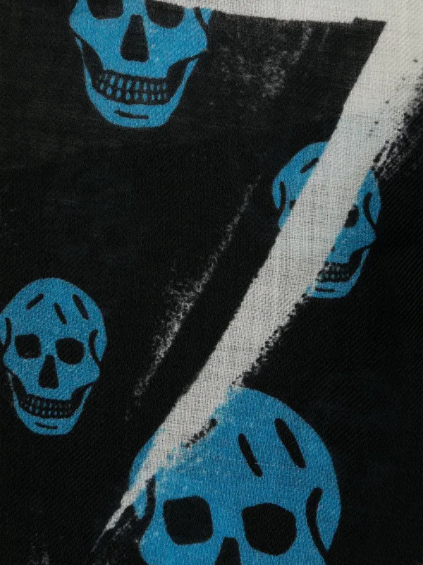 Alexander McQueen Slashed skull-print Wool Scarf | Black