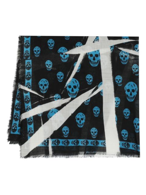 Alexander McQueen Slashed skull-print wool scarf Women