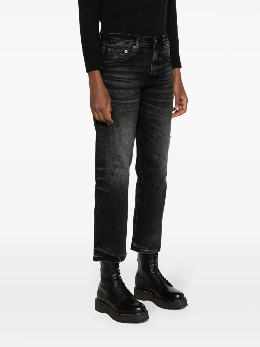 Shop R13 High-rise Cropped Jeans In Black