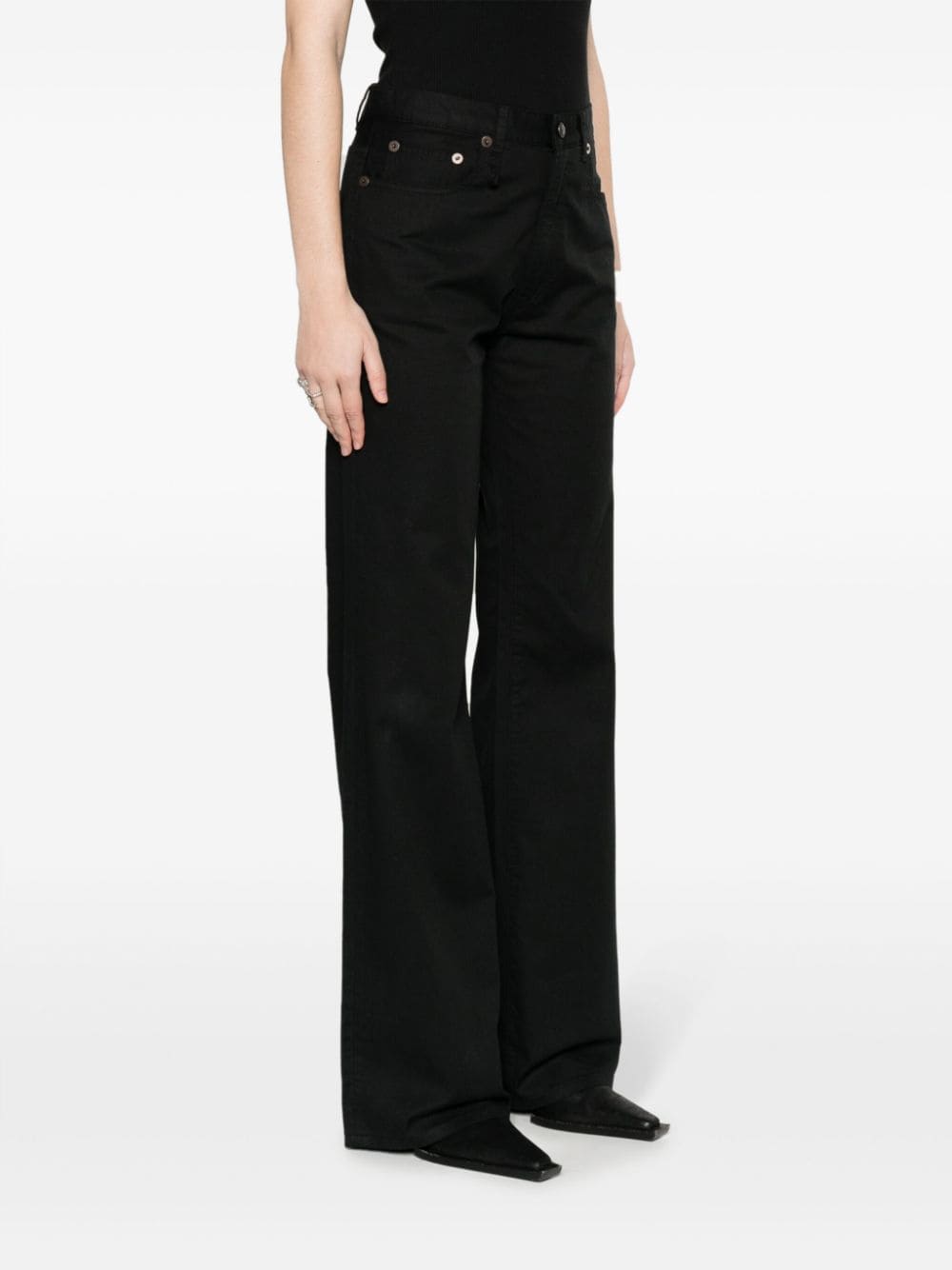 Shop R13 High-waist Wide-leg Trousers In Black