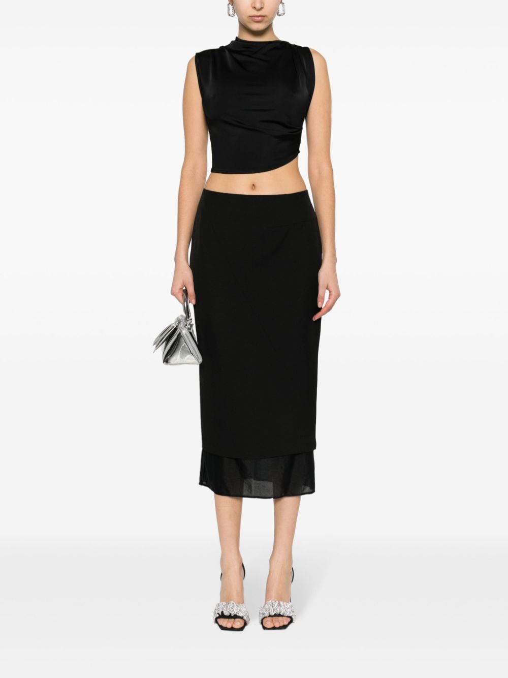 Shop Gauge81 Sabie Double-layer Pencil Skirt In Black