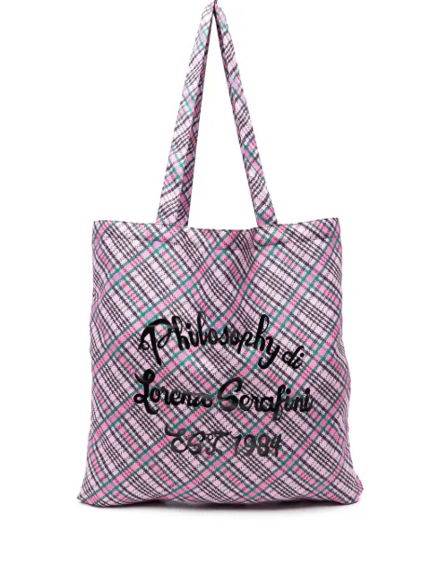 Philosophy Di Lorenzo Serafini logo-print check beach bag