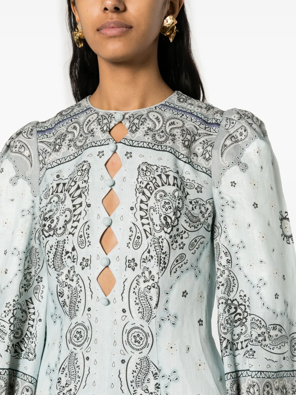 ZIMMERMANN bandana-print Linen Minidress - Farfetch