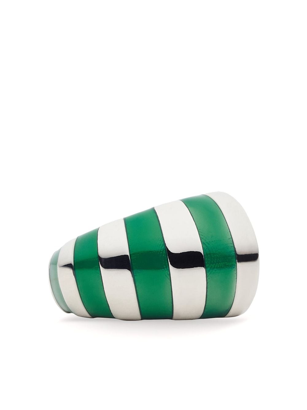 Shop Ferragamo Asymmetric Enamel-striped Ring In Silver