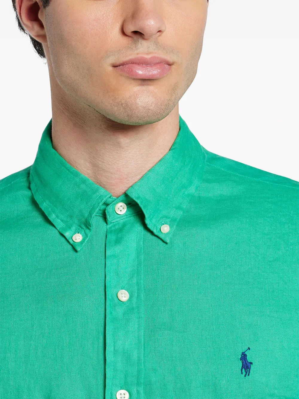 Shop Polo Ralph Lauren Polo Pony Linen Shirt In Green