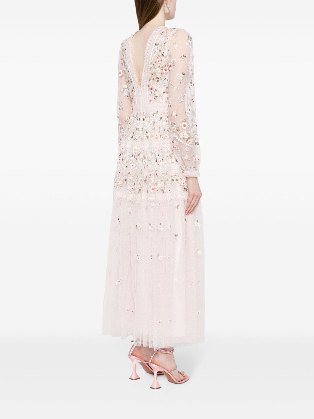 Shop Needle & Thread Garland Ribbon Embroidered Gown In Pink