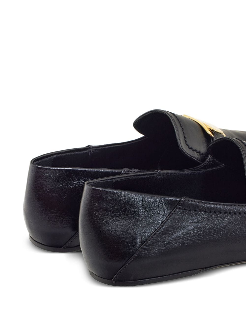 Shop Ferragamo Logo-plaque Leather Loafers In Black
