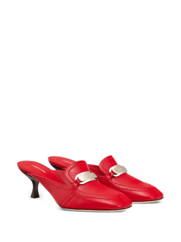 サンダル・ミュール Salvatore Ferragamo Red nappa leather Astro X5 mules Ferragamo Red Nappa Leather Astro X5 Mules | italist, ALWAYS