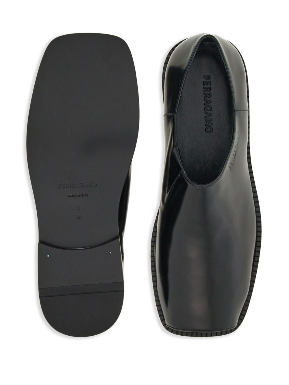 Shop Ferragamo Open-toe Leather Loafers In Black