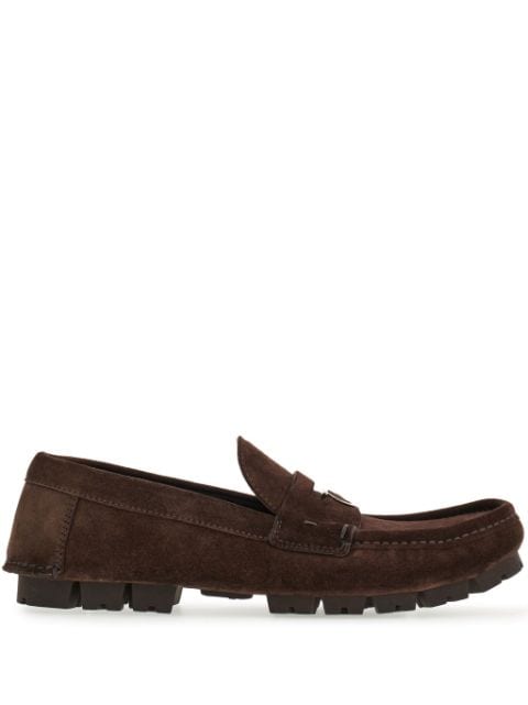 Gancini-plaque suede loafers