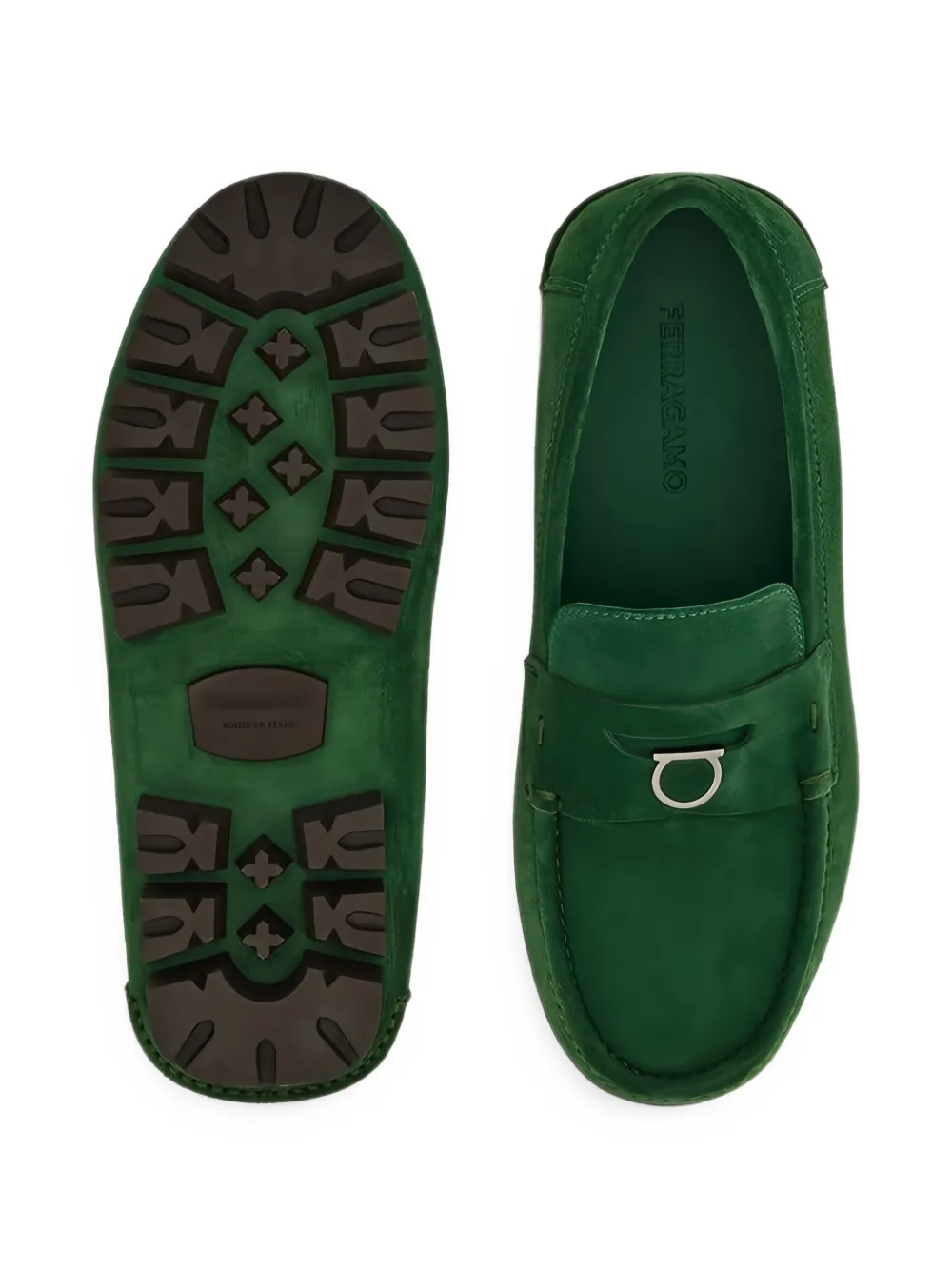Ferragamo Suède loafers Groen