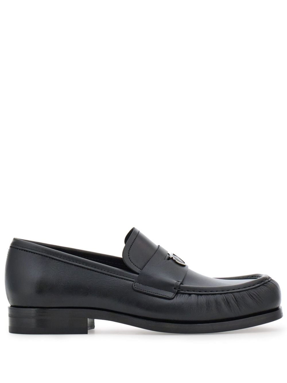 Ferragamo Gancini-plaque leather loafers Black