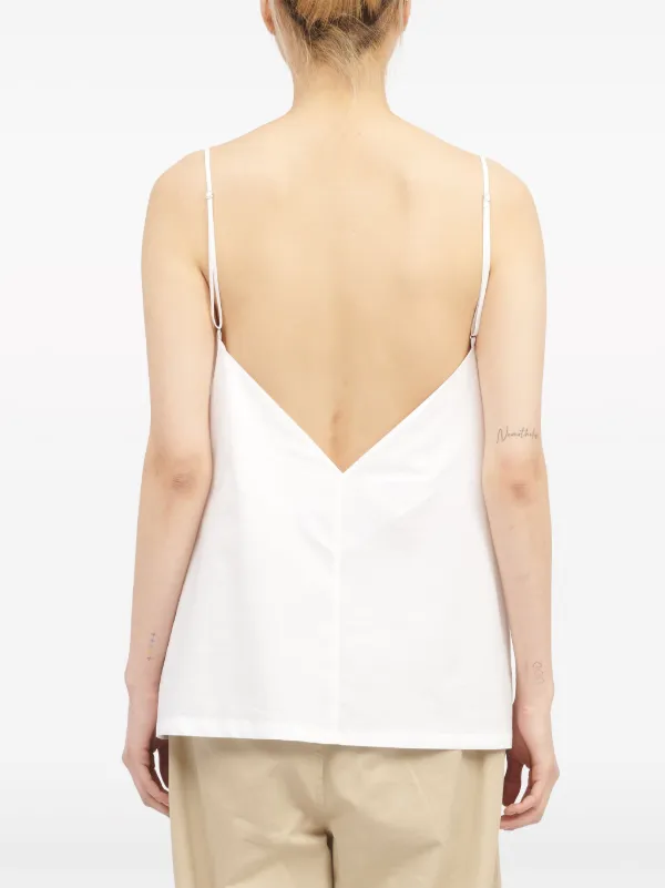 【送料&関税込】Maison Margiela Ivory Cotton Blend Tank Top MM6 Maison Margiela V-back Cotton Top | White | FARFETCH