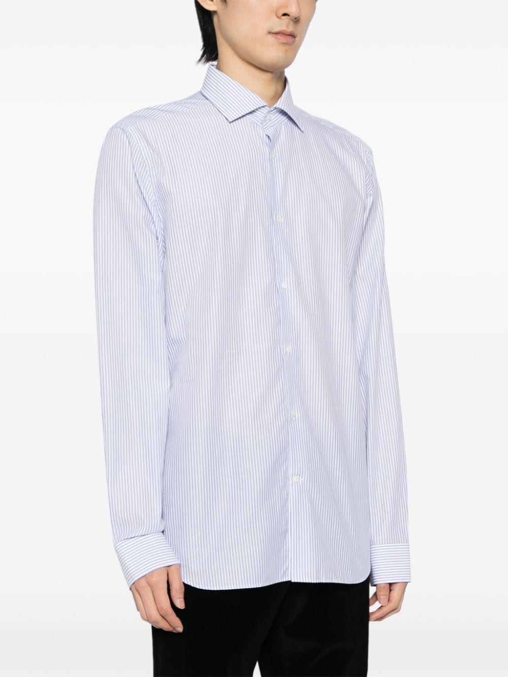 Shop Corneliani Striped Cotton Shirt In Blau