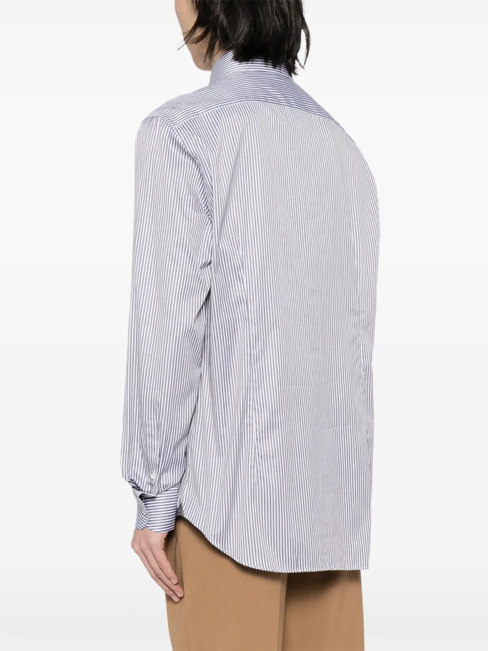 Shop Corneliani Striped Cotton Shirt In 灰色