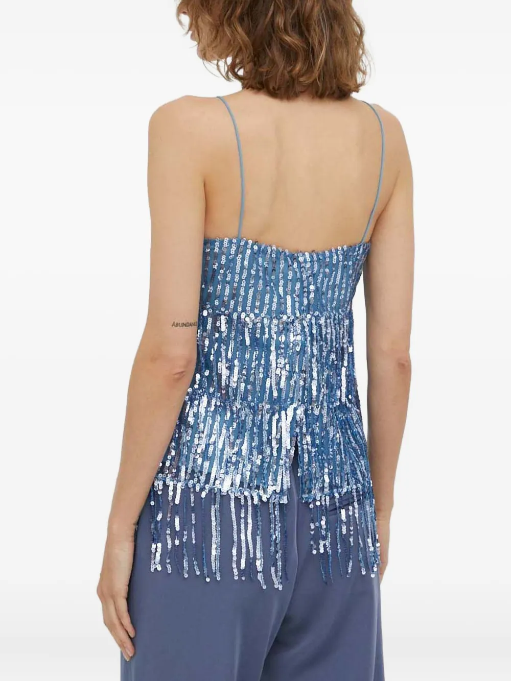 Samsoe & Samsoe Sequin Fringed Top In Blue