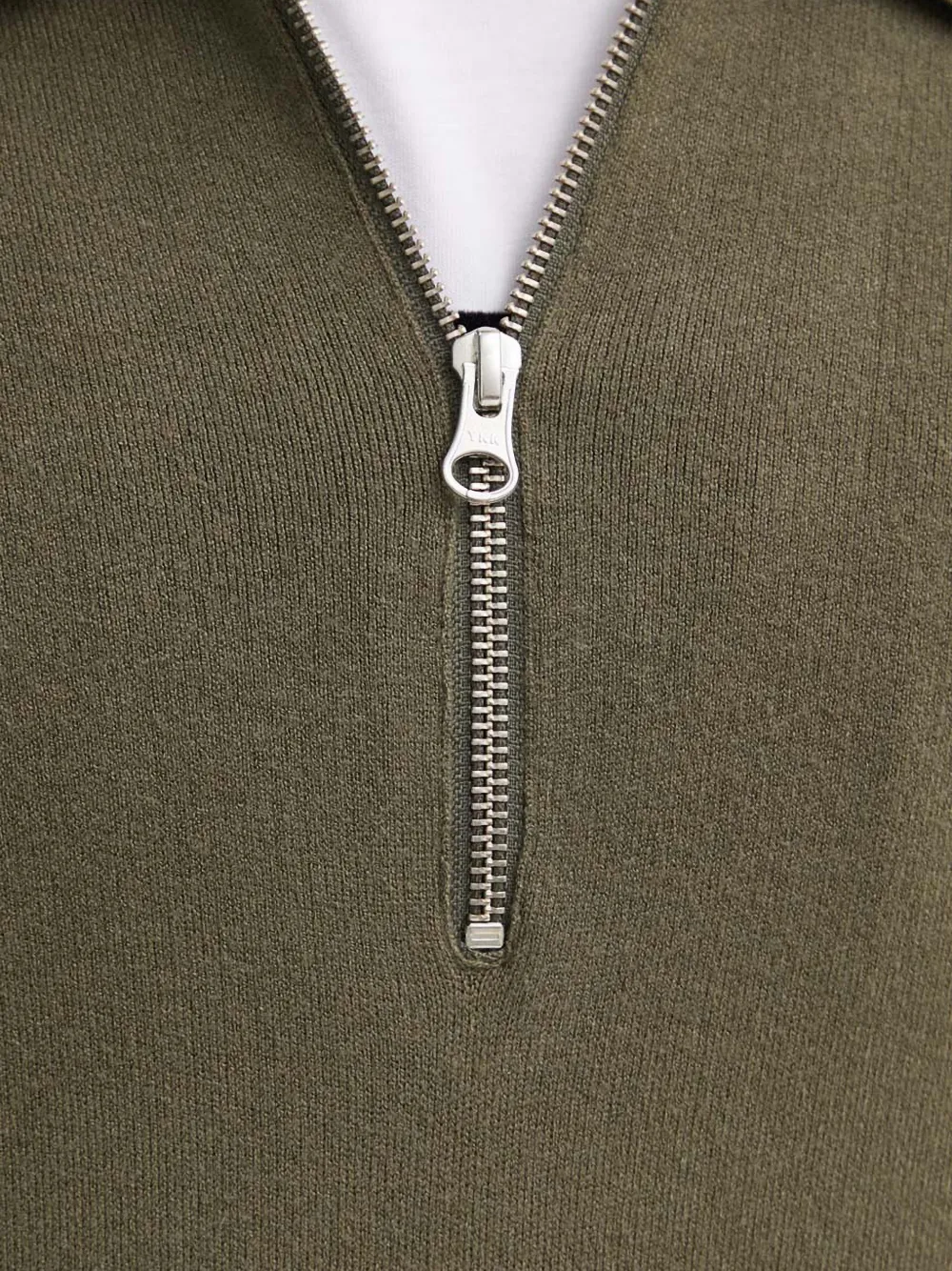 SAMSOE Gebreid poloshirt met kraag en rits Groen