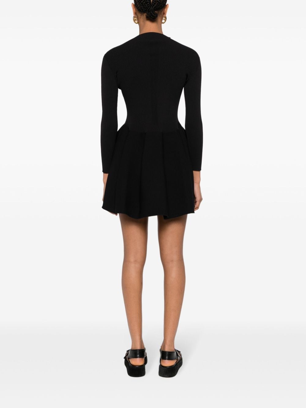 Shop Cfcl Pottery Ribbed-knit Mini Dress In Black