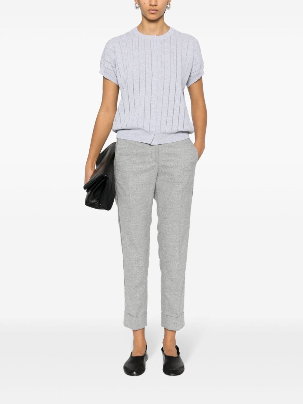 Shop Peserico Bead-embellished Trousers In Grey