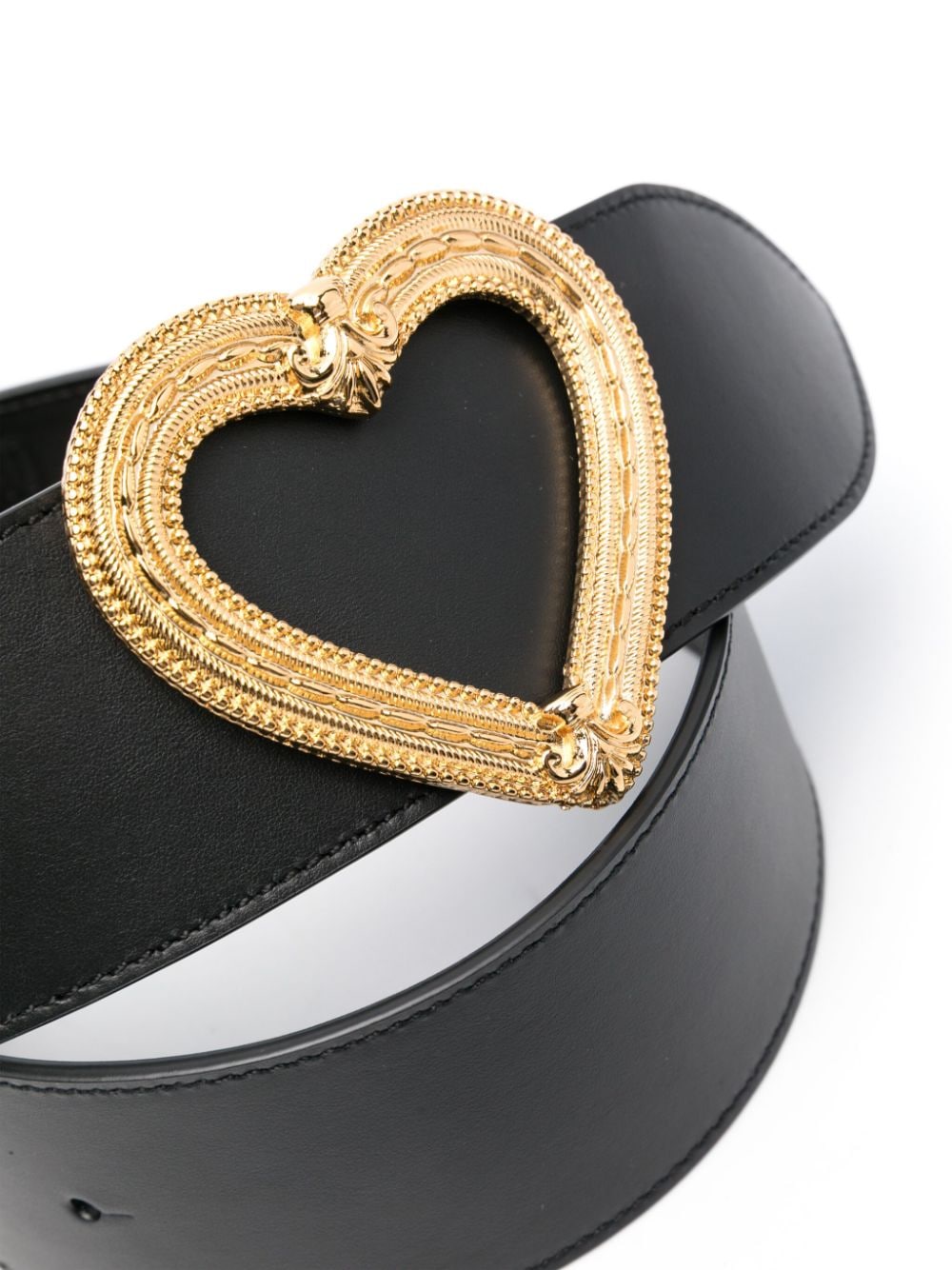 Shop Moschino Heart-buckle Leather Belt In Schwarz
