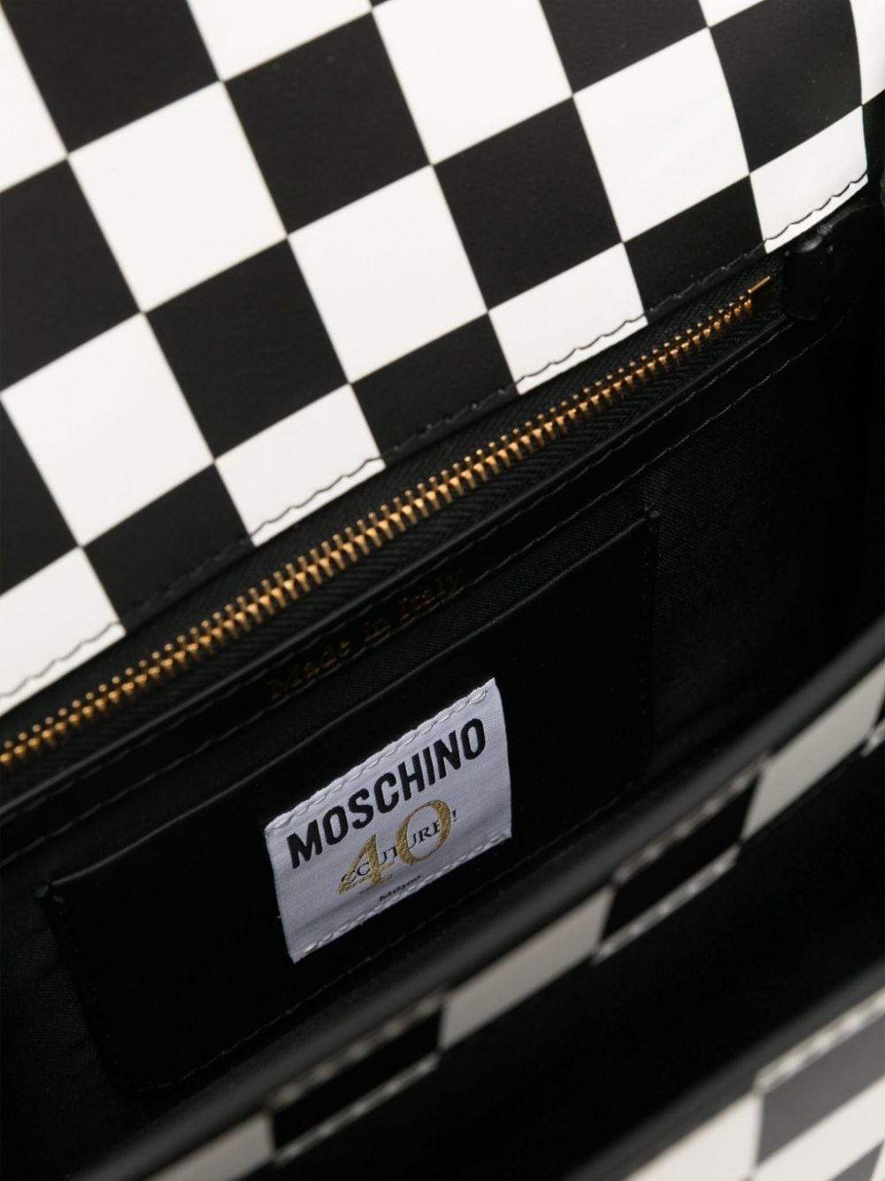 Shop Moschino Exclamation Mark Leather Shoulder Bag In 白色