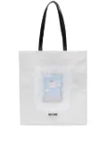 Moschino Cloud with Handle and Padlock-print shoulder bag - White