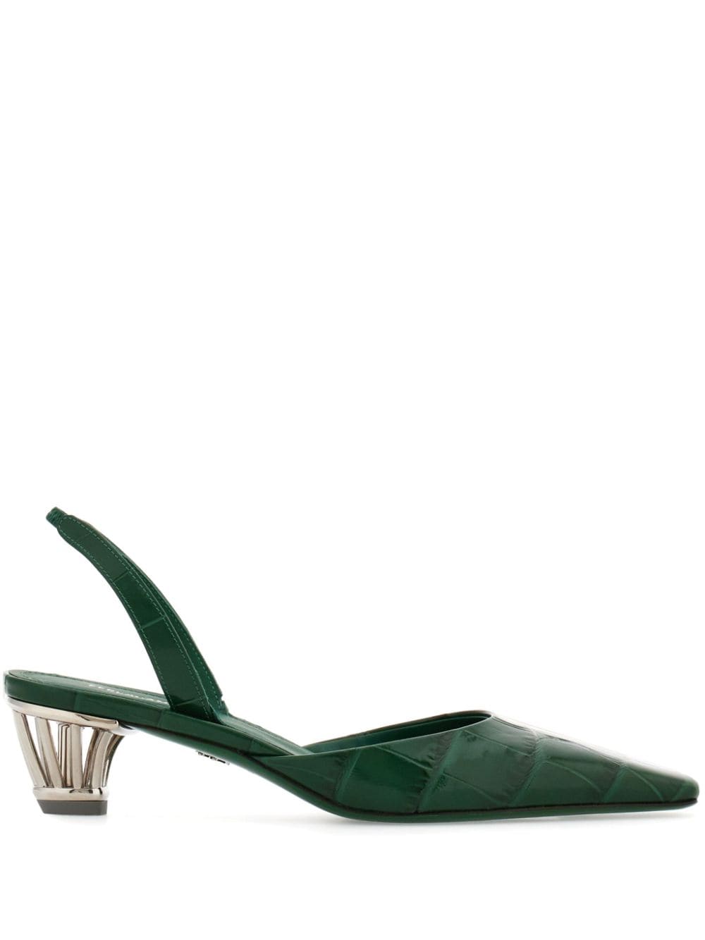 Ferragamo 40mm Cage-heel Slingback Pumps In 绿色