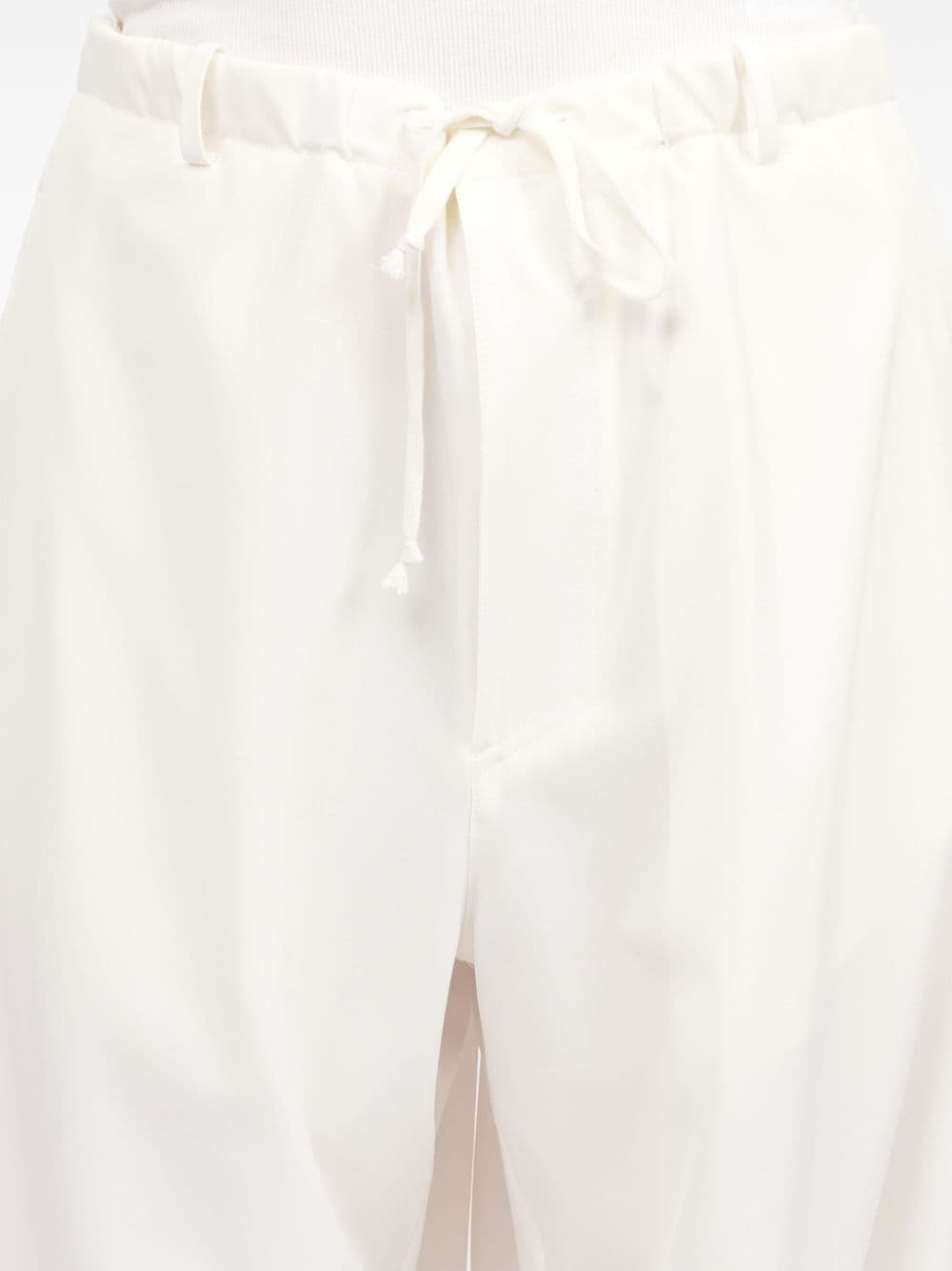 Shop Mm6 Maison Margiela Drawstring-waist Palazzo Trousers In White