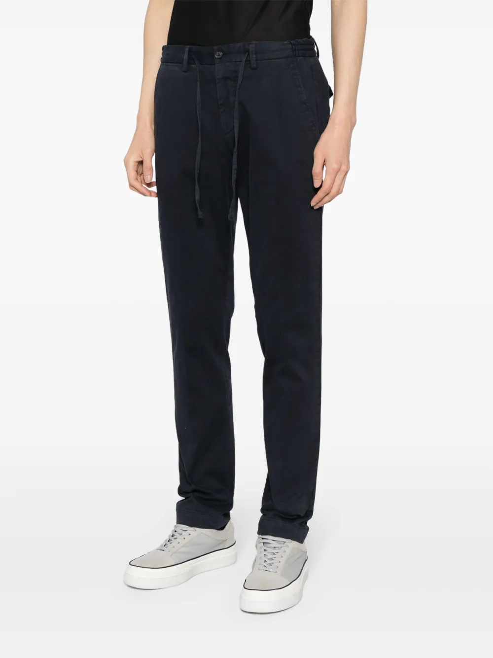 Shop Corneliani Drawstring Tapered Trousers In Blue