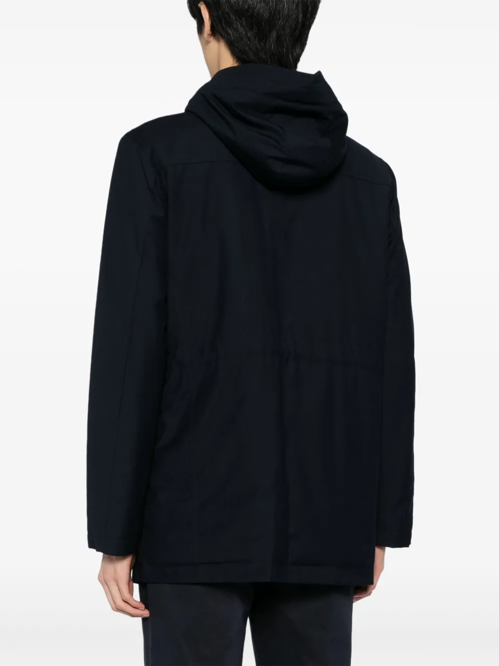 Corneliani Zip-up Hooded Parka Coat In Blue