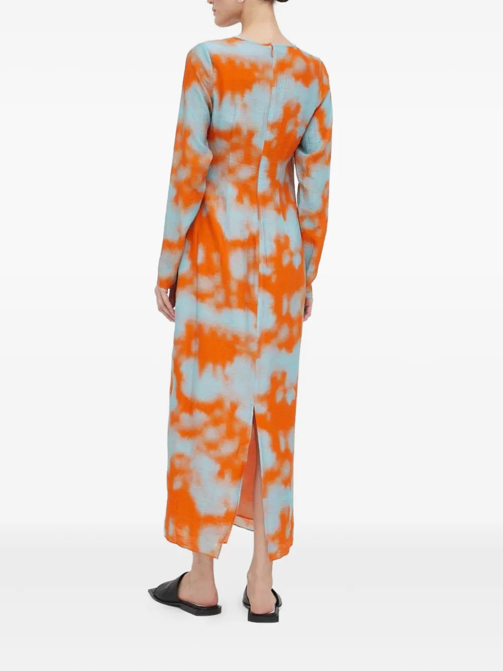 SAMSOE SAMSOE Midi-jurk met lange mouwen en split - Oranje