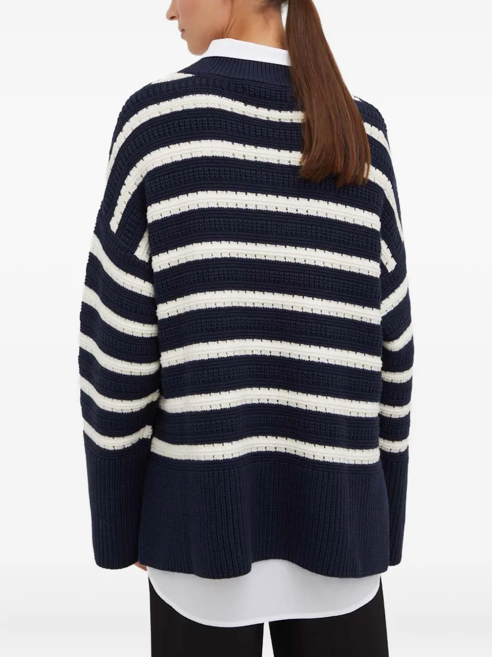 Samsoe & Samsoe Striped V-neck Sweater In Blue