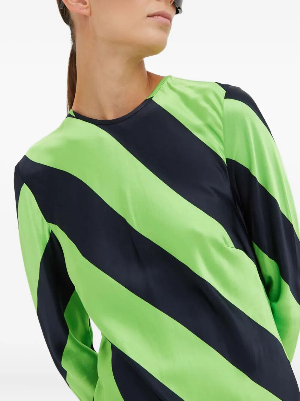 SAMSOE Gestreepte maxi-jurk met lange mouwen Groen