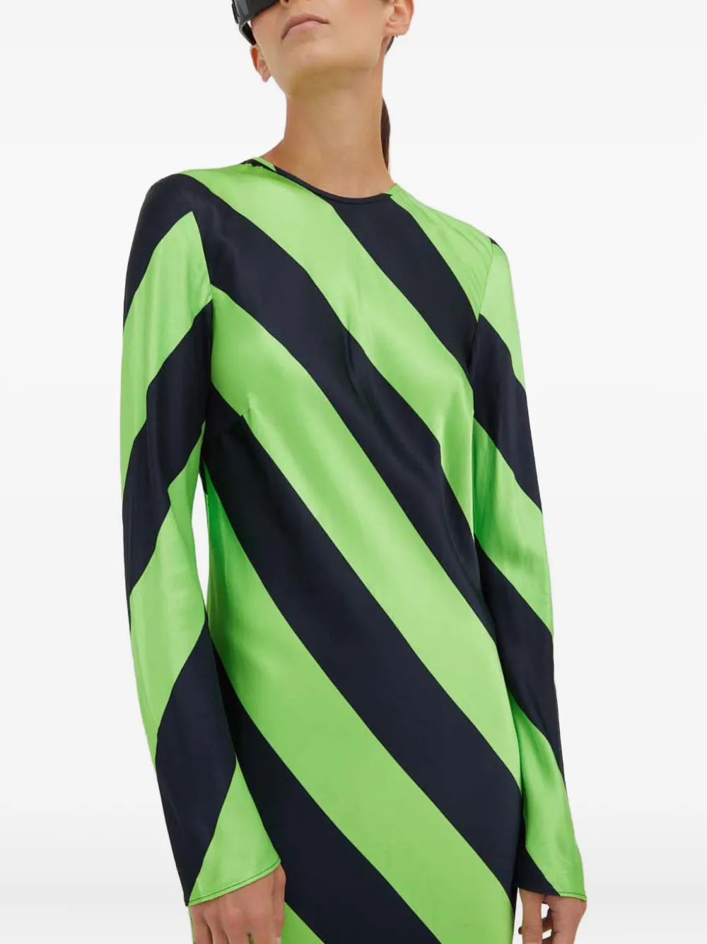 SAMSOE Gestreepte maxi-jurk met lange mouwen Groen