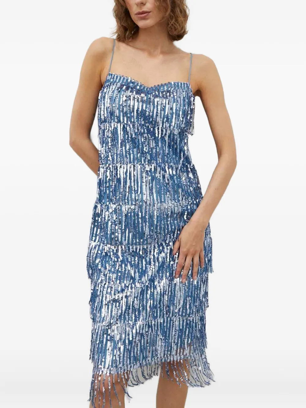 SAMSOE SAMSOE sequin fringed mini dress | Blue | Image 1