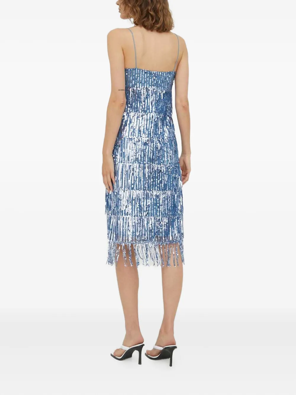 SAMSOE Mini-jurk met pailletten en franje Blauw