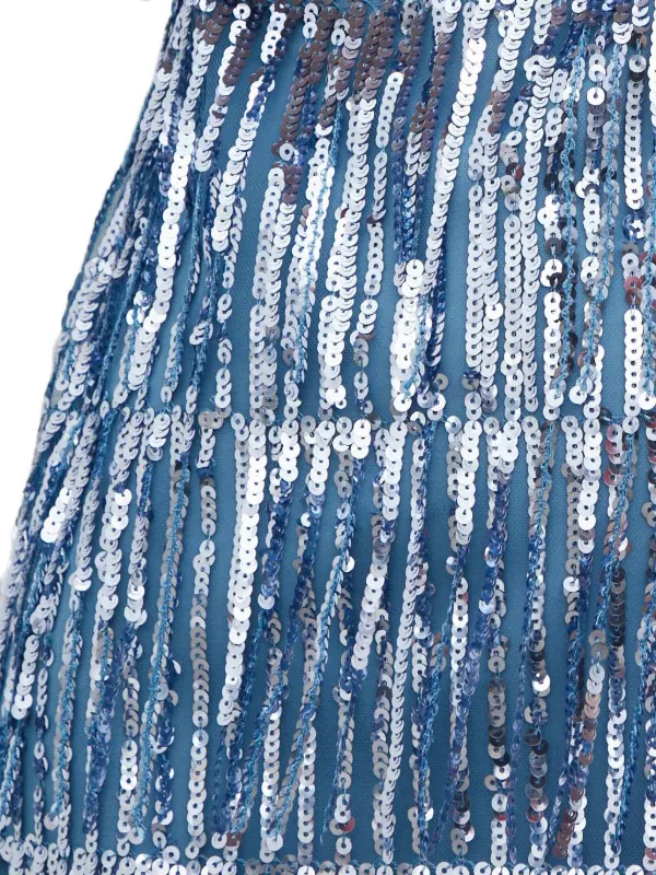 SAMSOE SAMSOE Sequin Fringed Mini Dress | Blue | FARFETCH ID