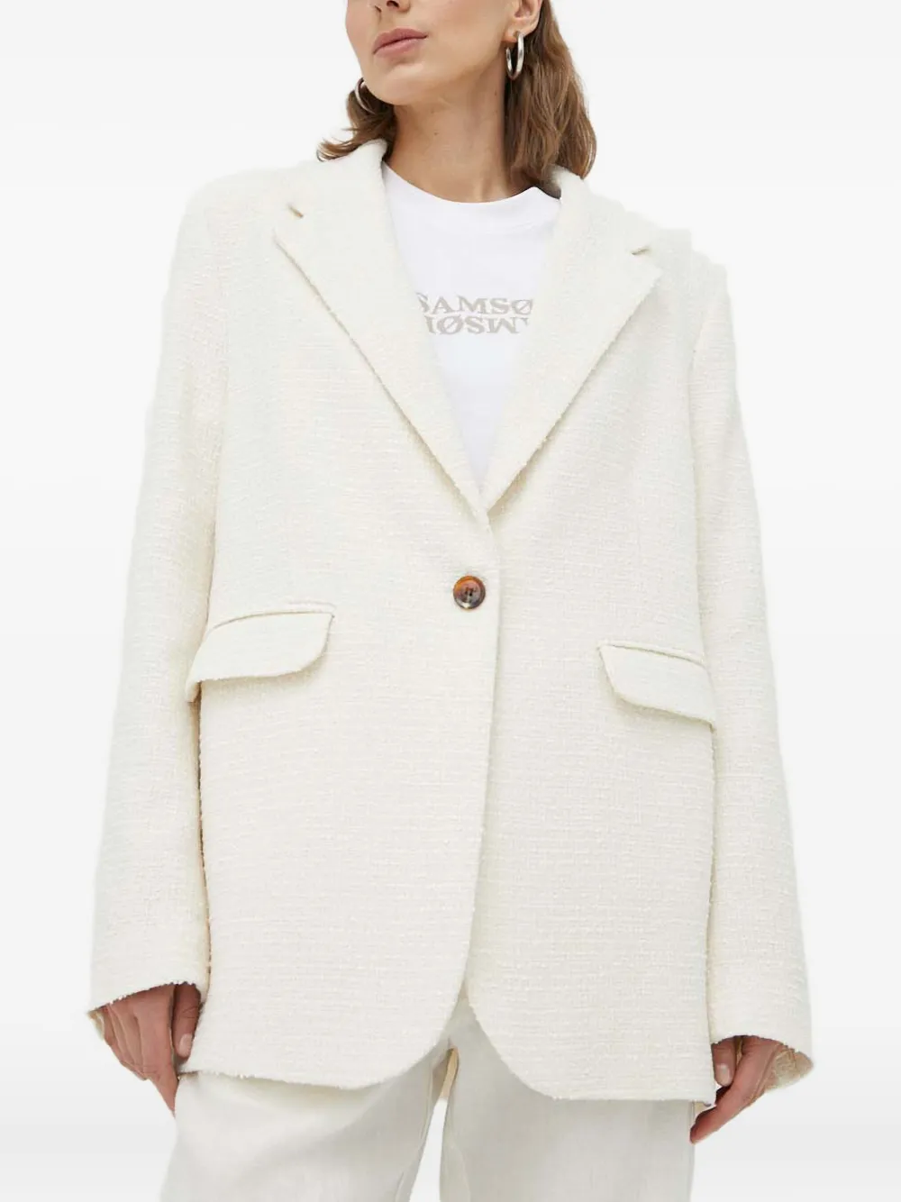 SAMSOE SAMSOE bouclé side-pockets blazer | Neutrals | Image 1