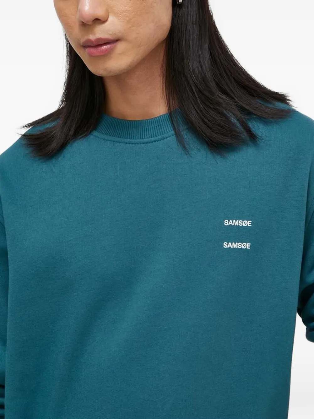 SAMSOE Sweater met logo Blauw