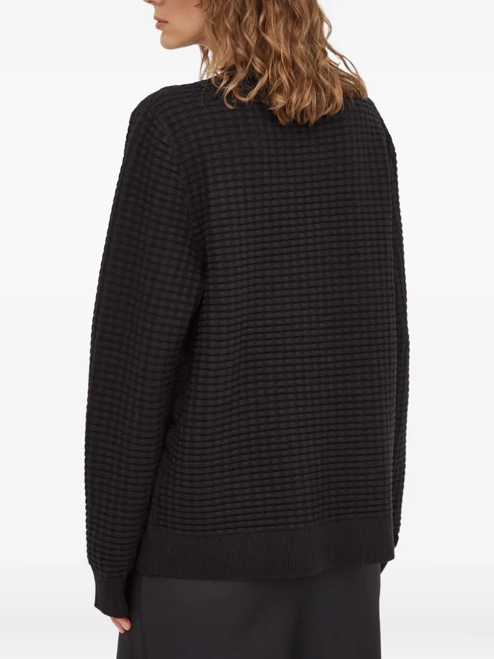 Samsoe & Samsoe Waffle-textured Sweater In Black