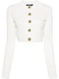 Balmain pointelle-knit monogram cardigan - White