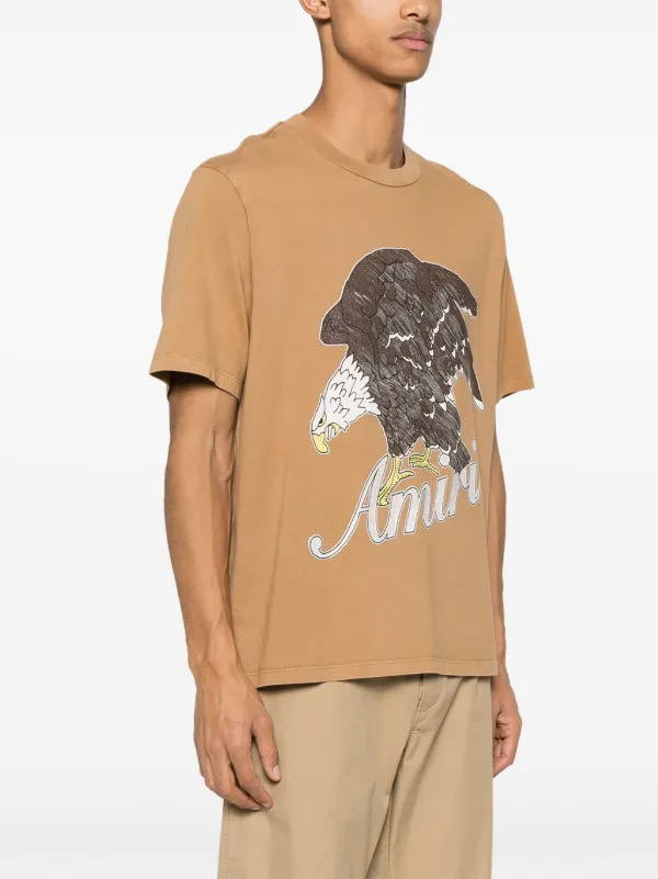 AMIRI eagle-stamp Cotton T-shirt | Brown | FARFETCH