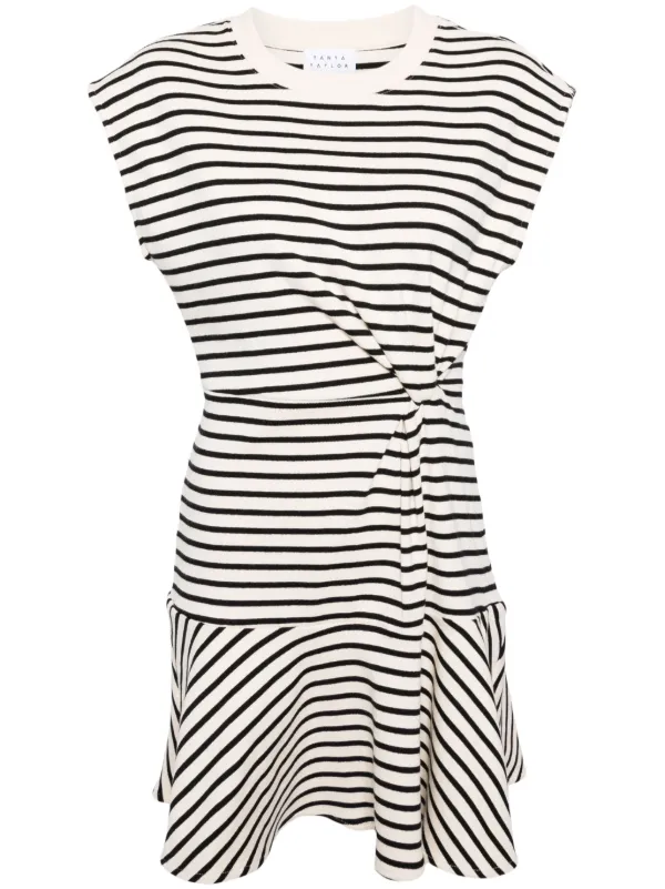 Tanya Taylor Maeve Striped Flared Dress Neutrals FARFETCH JO