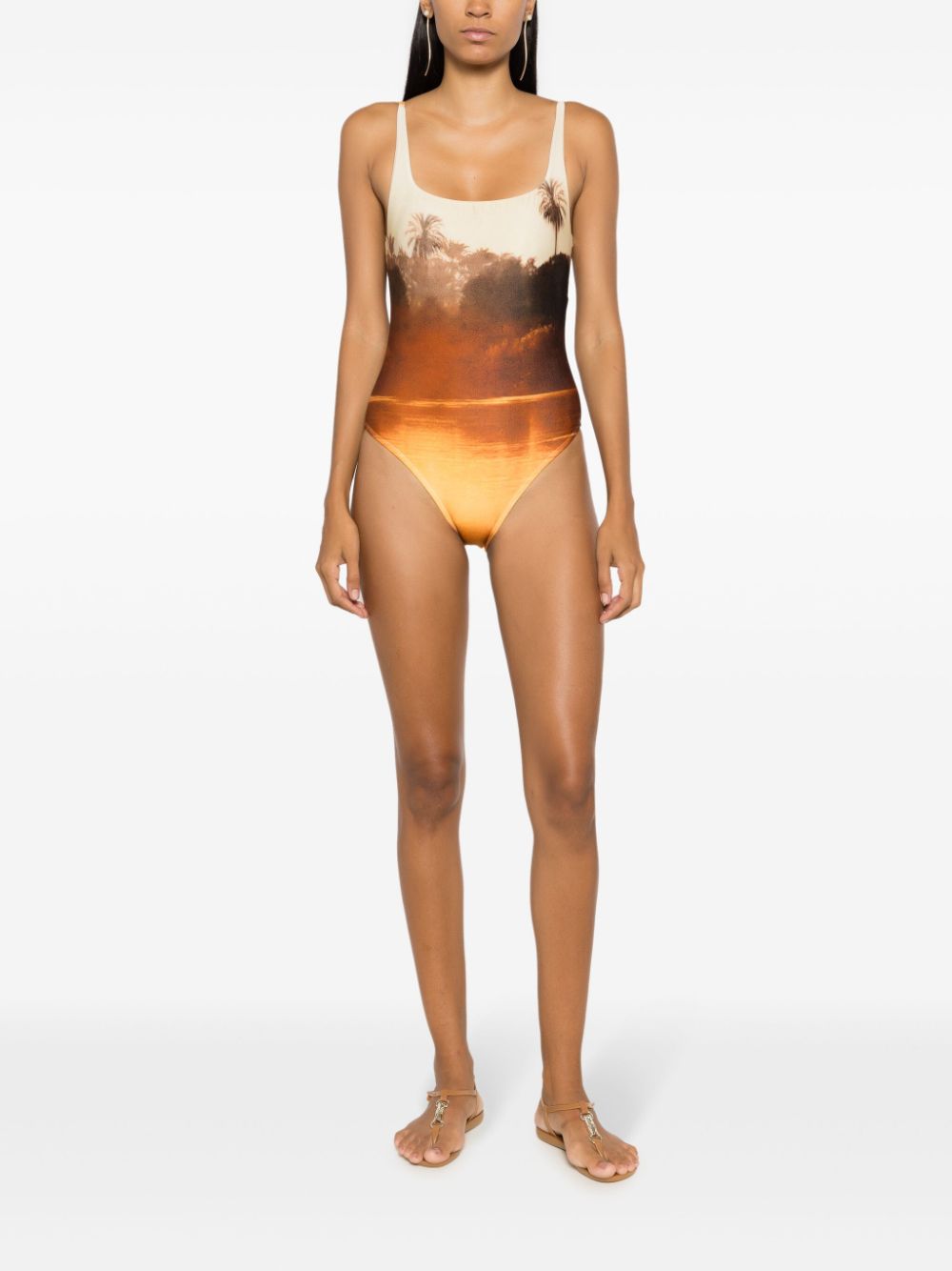 Lenny Niemeyer graphic-print swimsuit - Brown