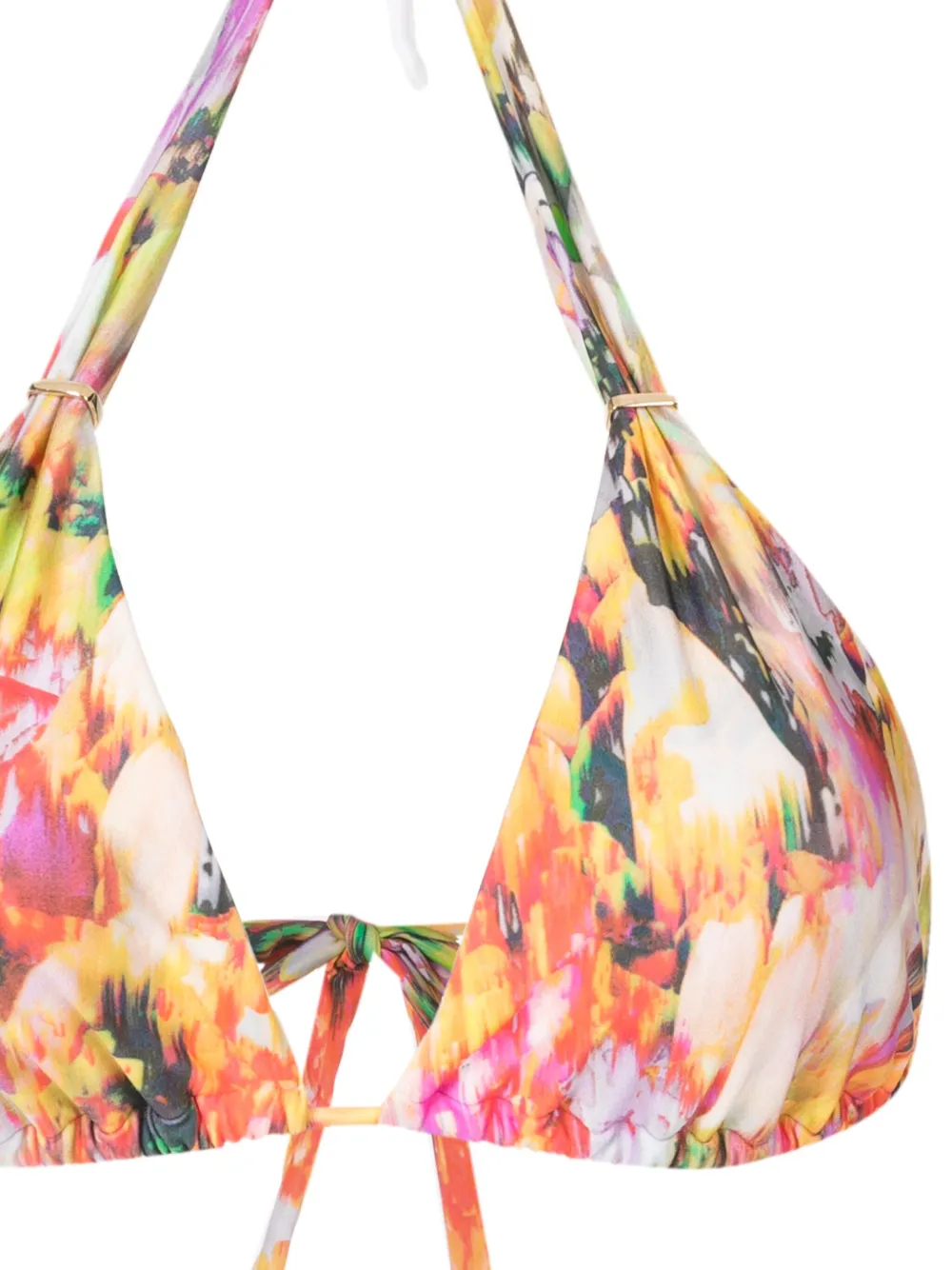 Lenny Niemeyer Abstract-print Bikini Top In Neutrals