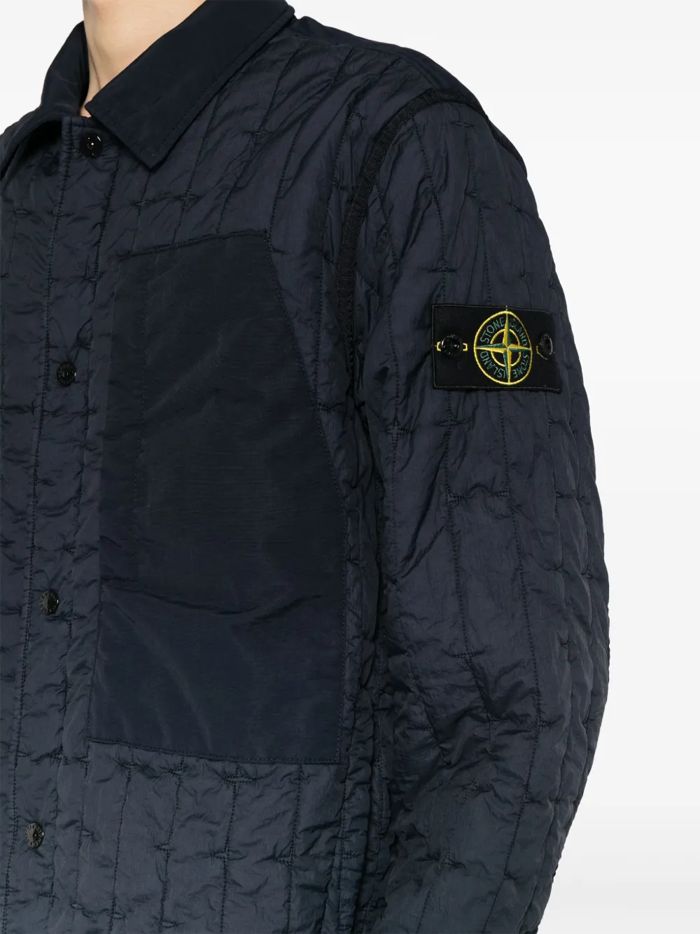 Stone Island Donsjack met Compass-logopatch Blauw