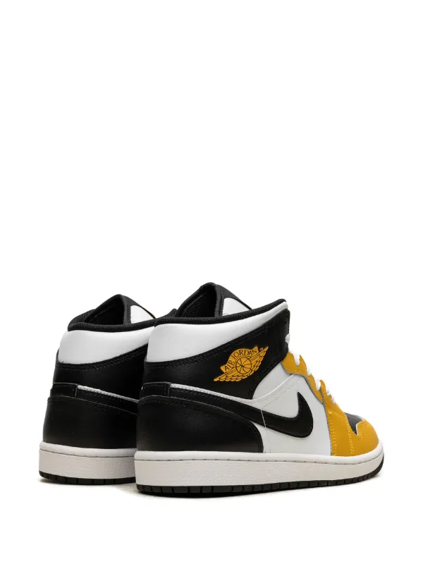 Air jordan 1 mid black best sale and yellow