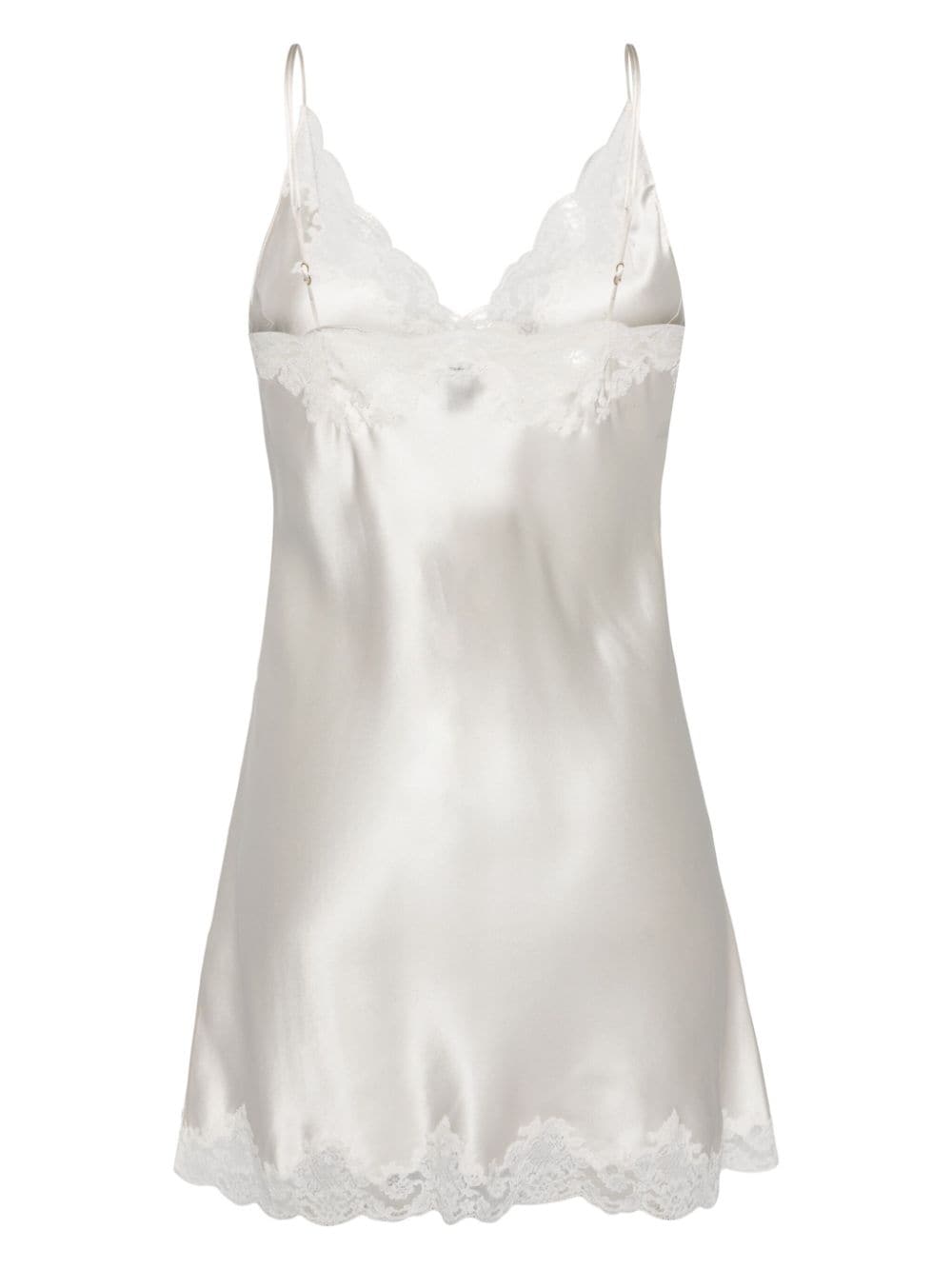 Shop Carine Gilson Lace-trim Silk Nightdress In White