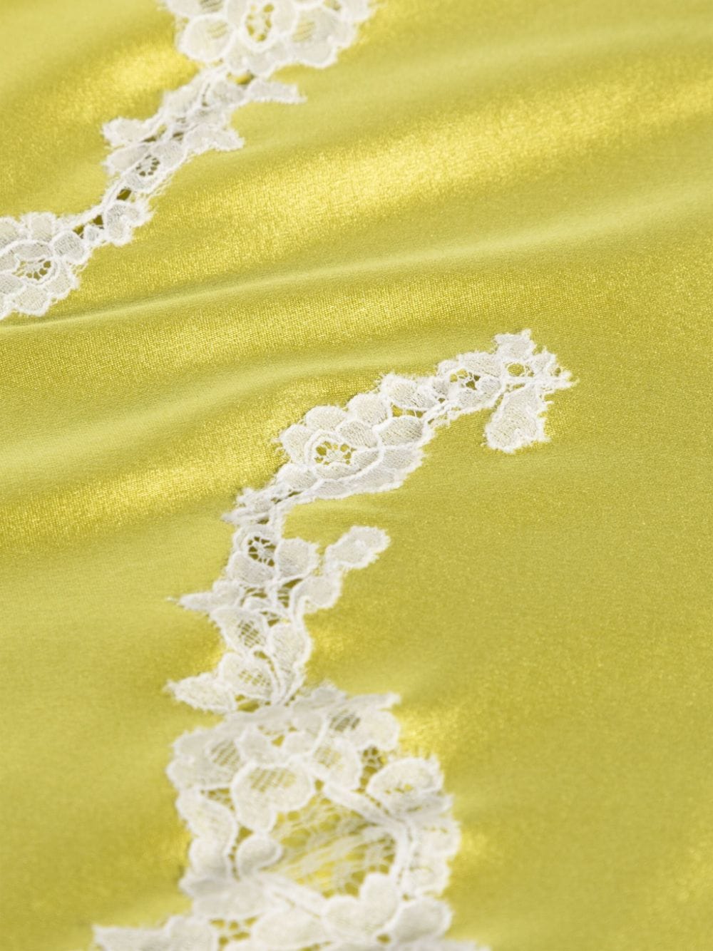 Shop Carine Gilson Lace-detail Silk Slip Dress In Yellow